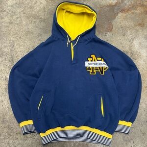 Y2K University of Notre Dame Hoodie Men’s Extra Large Navy Yellow Heavyweight